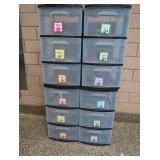 SET OF 4 3 DRAWER "STERILITE" PLASTIC STORAGE