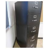 LARGE TALL 5 DRAWER BLACK FILE CABINET