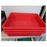 WOODEN SHELF WITH MISC PLASTIC SORTING TOTES/CONTAINERS