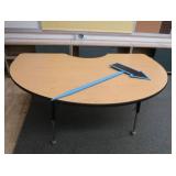 LARGE KIDNEY SHAPED TABLE WITH SMALLER ARROW SIGN