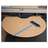 LARGE KIDNEY SHAPED TABLE WITH SMALLER ARROW SIGN