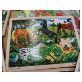 LARGE LOT OF CUTE WOODEN PUZZLES