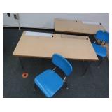 SMALL RECTANGULAR TABLE AND 2 CUTE BLUE CHAIRS