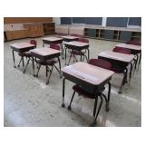 8 STUDENT DESKS WITH 8 SMALLER CHAIRS