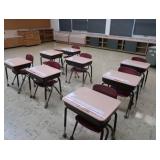 8 STUDENT DESKS WITH 8 SMALLER CHAIRS