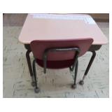 8 STUDENT DESKS WITH 8 SMALLER CHAIRS