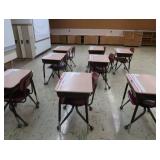 8 STUDENT DESKS WITH 8 SMALLER CHAIRS