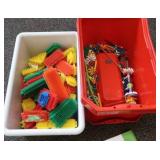 RED TOTE WITH LEGO TOYS