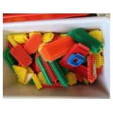 RED TOTE WITH LEGO TOYS