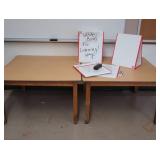 2 TABLES, 4 DRY ERASE BOARDS THAT STAND