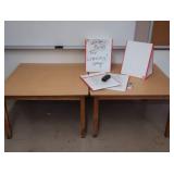 2 TABLES, 4 DRY ERASE BOARDS THAT STAND