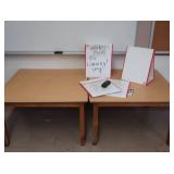 2 TABLES, 4 DRY ERASE BOARDS THAT STAND