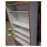 TALL WOODEN DRESSER & BOOKS
