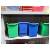 GRAY PLASTIC CABINET WITH PLASTIC TOTES