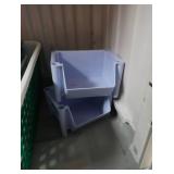 GRAY PLASTIC CABINET WITH PLASTIC TOTES