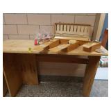 WOODEN DESK + VINTAGE WOODEN GAME