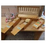 WOODEN DESK + VINTAGE WOODEN GAME