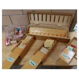 WOODEN DESK + VINTAGE WOODEN GAME