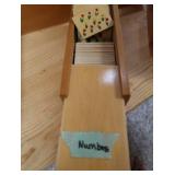 WOODEN DESK + VINTAGE WOODEN GAME
