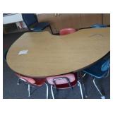 OVERSIZED HEAVY KIDNEY SHAPED TABLE AND 7 CHAIRS