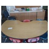 OVERSIZED HEAVY KIDNEY SHAPED TABLE AND 7 CHAIRS