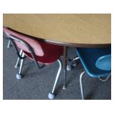 OVERSIZED HEAVY KIDNEY SHAPED TABLE AND 7 CHAIRS
