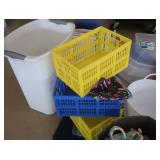 LARGE MISC PILE OF PLASTIC TOTES