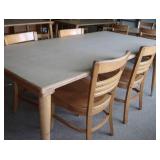 LARGE SOLID OAK TABLE AND 4 CHAIRS