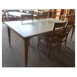 SOLID OAK RECTANGULAR TABLE AND 4 SOLID OAK CHAIRS