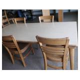 SOLID OAK TABLE AND 4 SOLID OAK CHAIRS