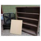 MISC LOT CABINET, PRESS BOARDS, CLOSET RACK & FAN
