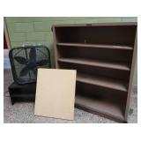 MISC LOT CABINET, PRESS BOARDS, CLOSET RACK & FAN