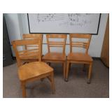 4 SOLID OAK VINTAGE CHAIRS