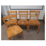 4 SOLID OAK VINTAGE CHAIRS