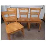 4 SOLID OAK VINTAGE CHAIRS
