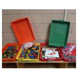 4 TRAYS FULL OF LEARNING TOYS/UTENSILS