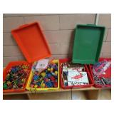 4 TRAYS FULL OF LEARNING TOYS/UTENSILS
