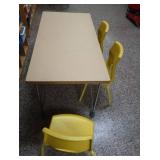 RECTANGULAR TABLE WITH 3YELLOW CHAIRS