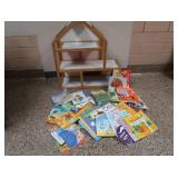 WOODEN PLAYTIME DOLL HOUSE AND BOOKS