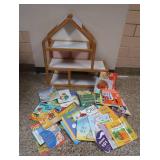 WOODEN PLAYTIME DOLL HOUSE AND BOOKS