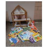WOODEN PLAYTIME DOLL HOUSE AND BOOKS