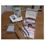 FIRST AID KIT, BLOOD PRESSURE MACHINE AND STETHOSCOPE