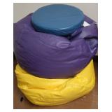 2 BEAN BAG CHAIRS & CIRCLE CUSHION