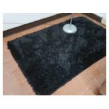 BLACK FUZZY RUG & COLORFUL RUG