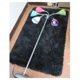 BLACK FUZZY RUG & COLORFUL RUG