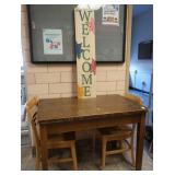 NICE SOLID WOOD TABLE & WELCOME SIGN