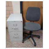 2 DRAWER METAL FILE CABINET AND COMPUTER CHAIR