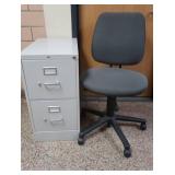 2 DRAWER METAL FILE CABINET AND COMPUTER CHAIR
