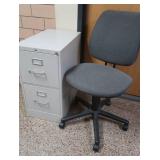 2 DRAWER METAL FILE CABINET AND COMPUTER CHAIR