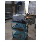 METAL ROLLY CART AND OVERHEAD WALL PROJECTOR